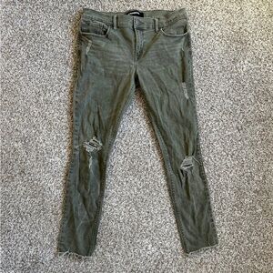 Express Olive Green Distressed MidRise Ankle Legging Jegging Size 6 Casual